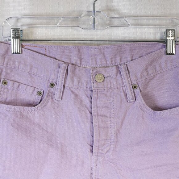 Womens Size 28 Levis 501 Denim Shorts Pastel Purple Button Fly Mid Rise Cuffed - Picture 4 of 10